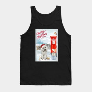 White Poodle Merry Christmas Santa Dog Tank Top